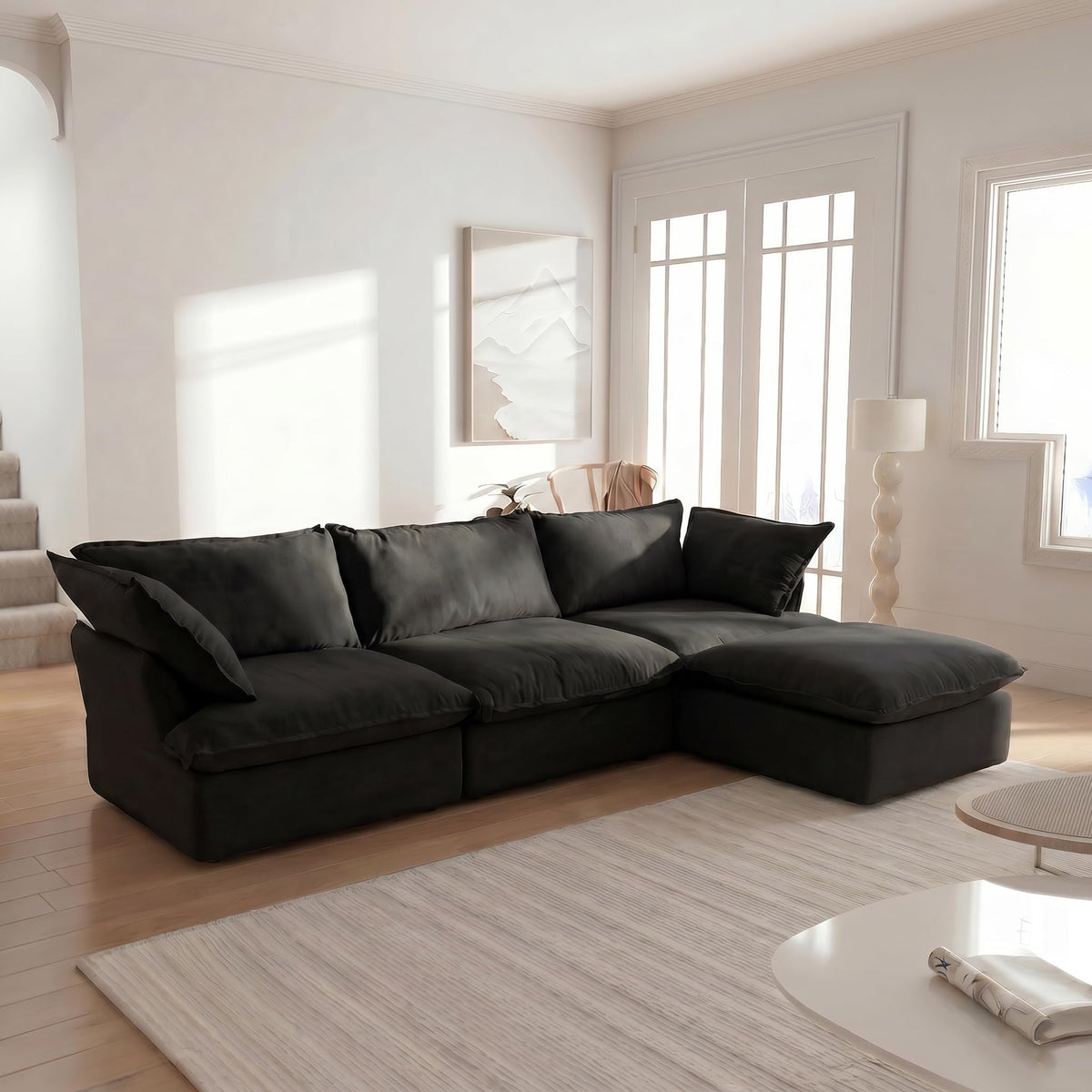 WJShome U-Shaped Sectional Couches for Living Room, Modern Modular Sectional Sofa with Storage Ottomans, Modern Comfy Sleeper Sofas for Home Family, Covers Removable & Washable, Beige