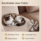 120" Cloud Couch Modular Sectional Sofa for Living Room, 3-Seater with Ottoman, Modern Sofa with Small Pillows Deep Seat L Shapedd Couch Covers Removeble Comfy Linen Khaki