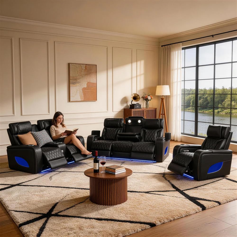 VANITII Electric Power Recliner Sofa with Adjustable Headrest and Footrest