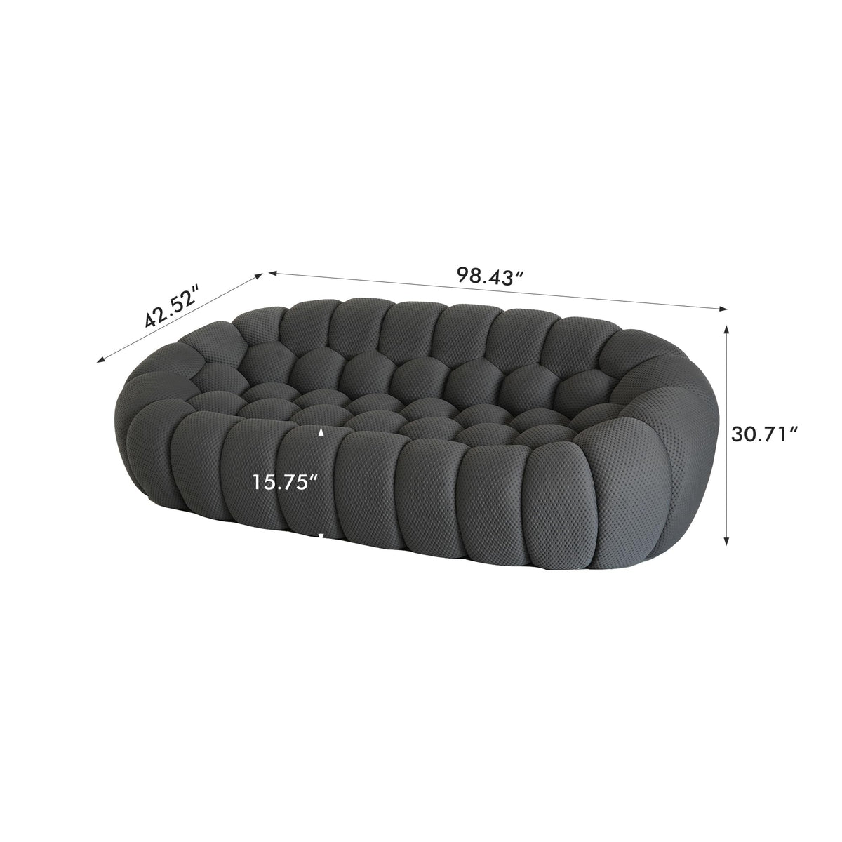 WJShome Bubble Sofa Couch,98'' Modern Curved Sofas for Living Room, 3 Seater Lazy Floor Sofa, Large Bean Bag Chair,Deep Seat Floor Sofas Chair Lounge for Office, Apartment(Dark Gray)