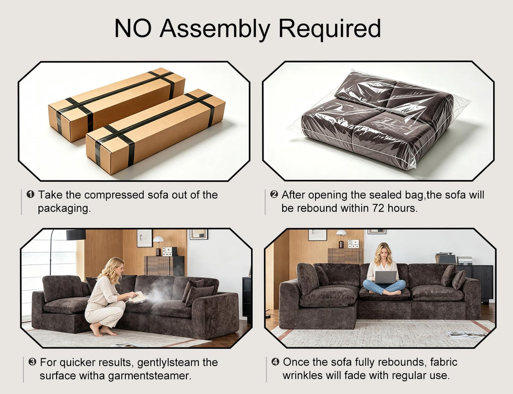115" Cloud Sectional Couch, Boneless Couches for Living Room