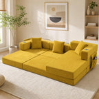 108" Modular Sectional Sofa Bed, L-Shaped Boneless Couch, Yellow