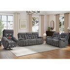 EBELLO 2 Piece Reclining Living Room Set, Soft Fabric Recliner Sofa Furniture Set, Included Power Lift Recliner Chair with Massage and Heat and 3 Seat Sofa, Dark Greenish-Grey
