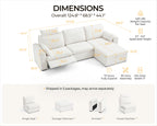125" Modular Power Reclining Sectional 3 Seater Sofa with Ottoman, Chenille