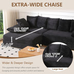 108.6" Sectional Sofa with Storage Ottoman,Modern Cloud Couch with Deep Seat, Modular Sectional Couches for Living Room, Apartment, Office Black