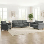 Living Room Sofa Sets 3 Piece, Modern 3 Seater Sofa and Loveseat Couch and Armchair Sets, Linen Fabric 3-Seat + 2-Seat Couch+ Single Accent Chair Furniture Sets
