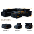 WJShome Cloud Couch Modular Sectional Sofa,118" Oversized V Shaped Sofa with Storage Ottoman for Living Room,Plush 6 Seater Convertible Sectional Couch,Covers Washable&Replaceable,Black