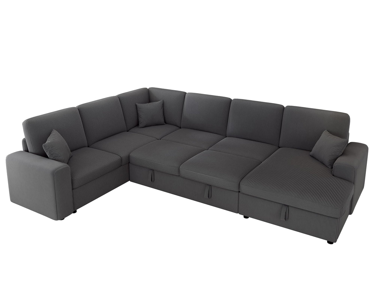 130" Sofa Bed, Sectional Sleeper Sofa, Pull Out Couch with Storage