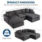 111" Boneless Sectional Couches for Living Room, 5 Seater Deep Seated U Shaped Cloud Couch with Ottomans, Chenille Compressed Modular Cloud Sofa Couch in a Box, No Assembly Required, Grey