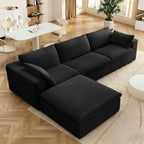 118.2" L‑Shape Modular Cloud Sectional Sofa, 3‑Seater Couch with Ottoman