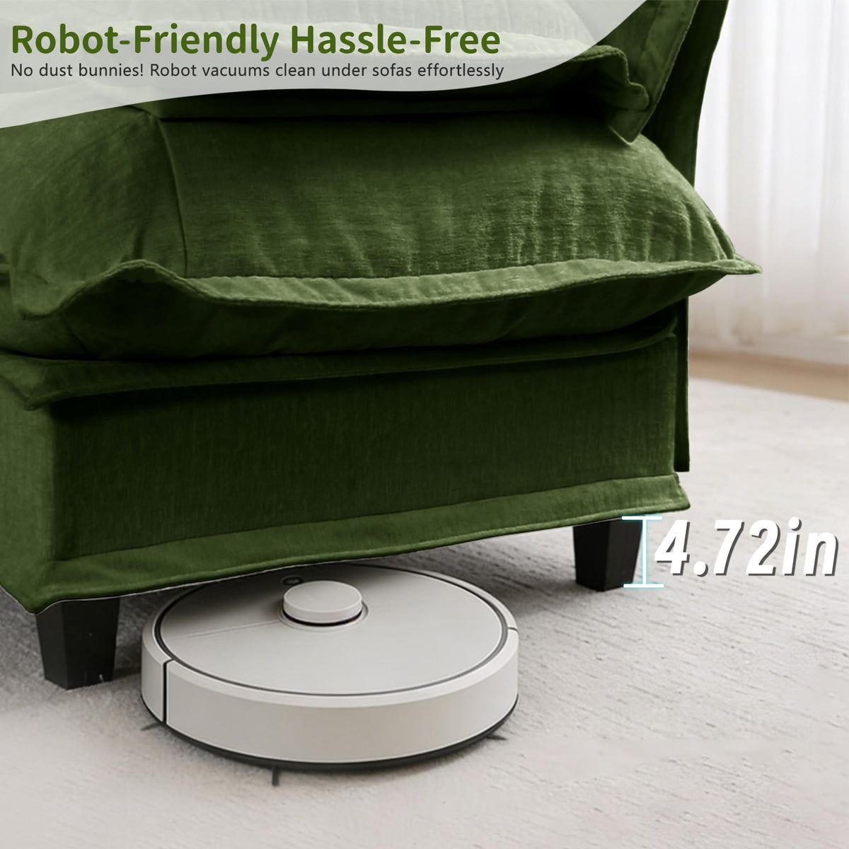108'' Modular Sectional Couch, L-Shaped Chenille Cloud Sofa with Ottoman, Green Couch with Deep Seat for Living Room