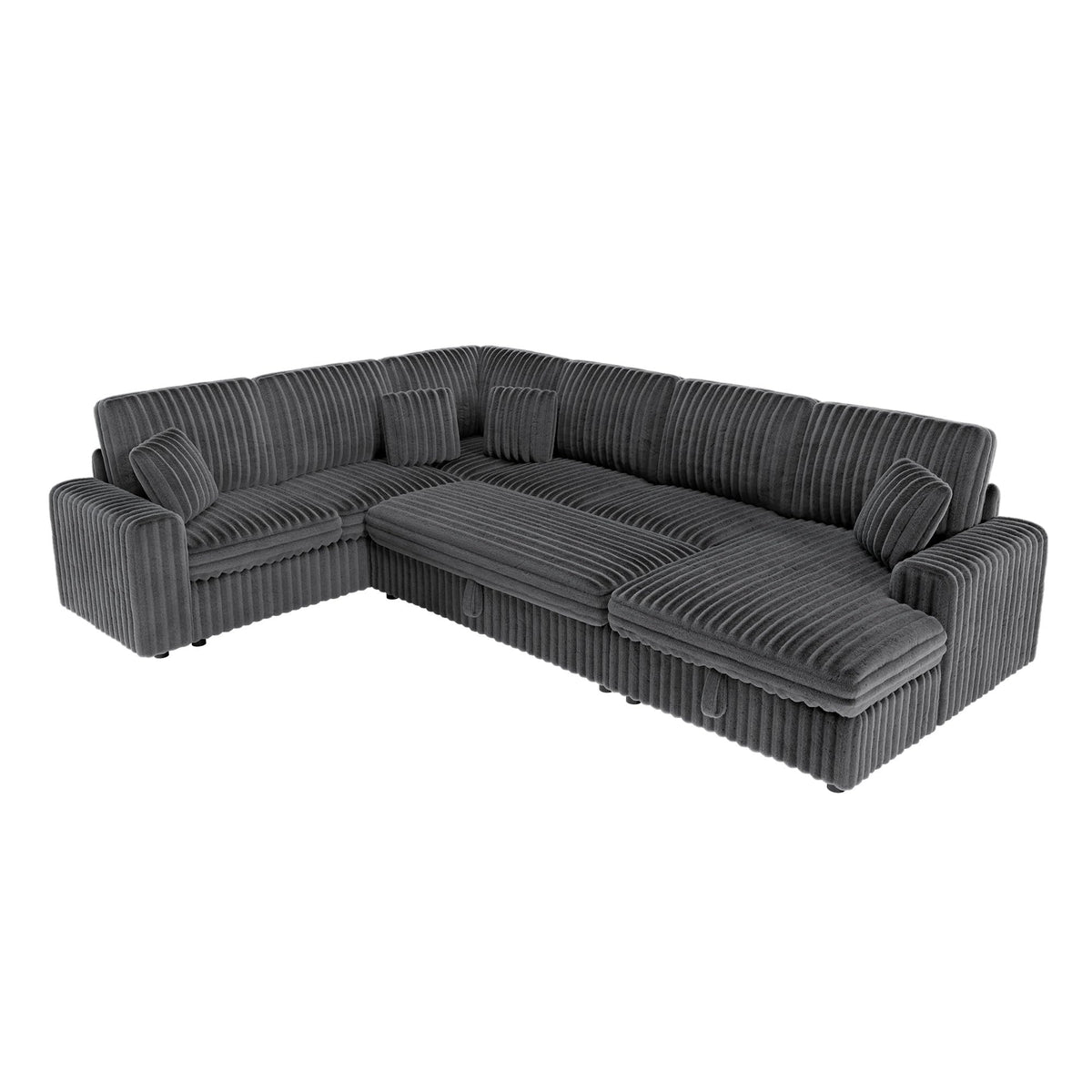130" Sectional Couches for Living Room,Sectional Couch with Storage,Black