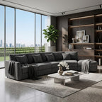 128" U-Shaped Modular Sectional Sofa w/ 2 Ottomans, Chenille Fabric, Beige