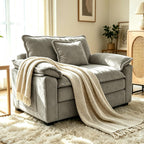 119" Cloud Couch Sectional, L Shaped Modular Sectional Sofa for Living Room, 3 Seater Sofa with 3 Removable Washable Pillows and 1 Ottoman, Light Gray