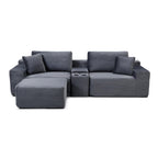 111" L Shape Boneless Couch with Cup Holders & USB Ports, 3 Seater Sectional Modular Couch with Storage Ottoman, Compressed Sofa Boneless Loveseat with for Living Room & Apartment, Jet Black