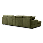 126" Oversized U Shaped Couch,Cloud Couch with Console,USB,Cup Holders & Storage,Corduroy Couch,which can be Used as a Recliner Couch for Living Room or Apartment.(Green)