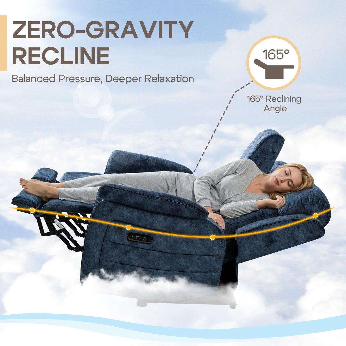 Zero Gravity Power Reclining Loveseat Sofa with Adjustable Headrests, Power Loveseat Recliner with Console, Electric 2-Seater Recliner Couch with Charging Port for Living Room (Velvet, Blue)