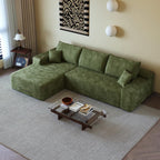 107" Cloud Sectional Sofa with 1 Ottoman,Modern Minimalist Upholstered Couches,Comfort U Shaped Sofa for Living Room,Deep Seat Corner Couch (Green)