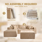 108" Modular Cloud Sofa, High-Density Foam Sectional Couch, Oversized Convertible U-Shaped Sofa Bed with Plush Fabric, Deep Seats, Wide Armrests, Boneless Couches for Living Room, Beige