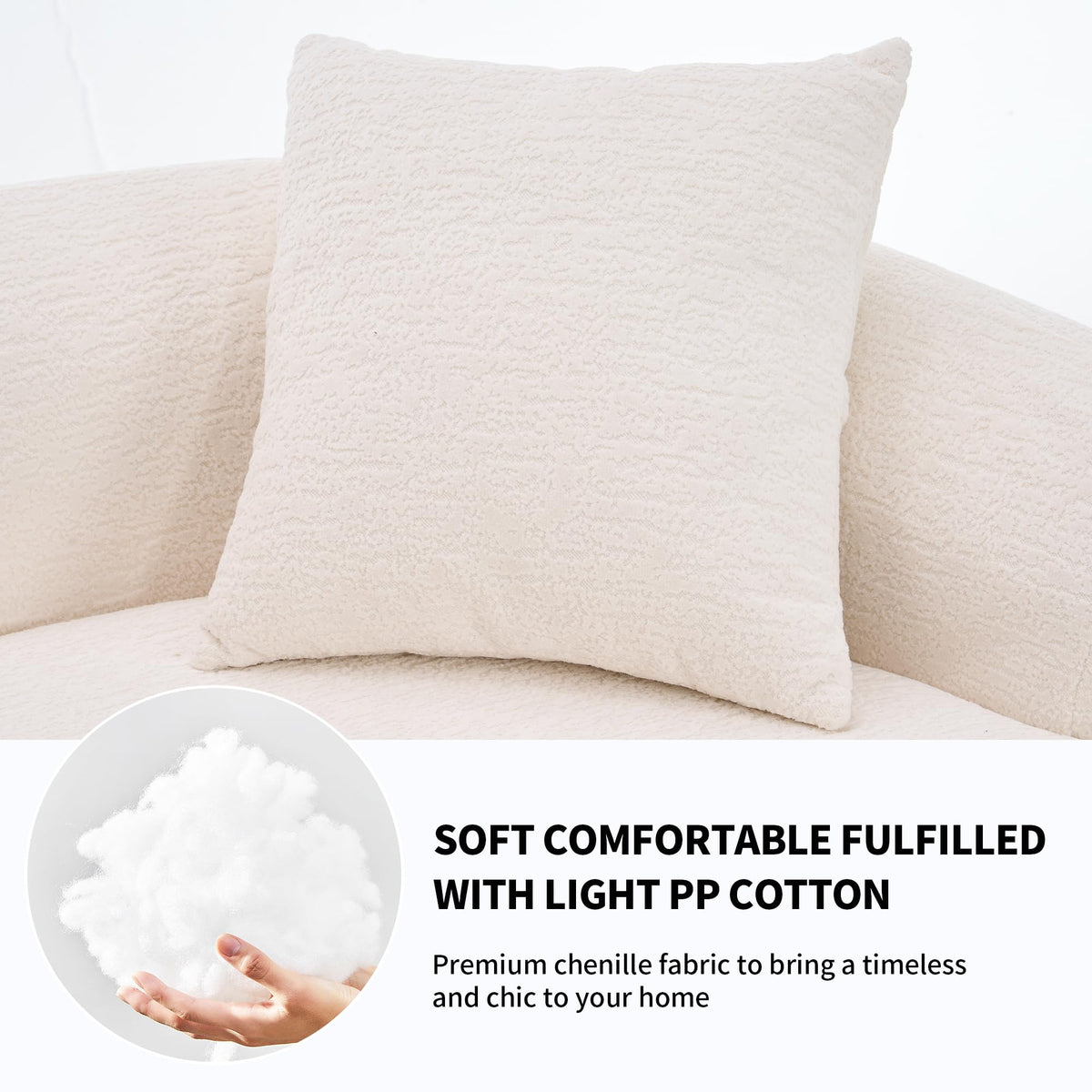 110'' Curved Boneless Sofa, Compression Sofa Modular Sectional Couch