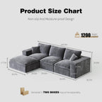 108" Cloud Sectional Couch with L Shape Chaise, Left Right Interchangeable,Modular Sofa with Deep Seat, Upholstered Couches for Living Room Bedroom,No Assembly Required, Soft Plush Corduroy Fab NV223