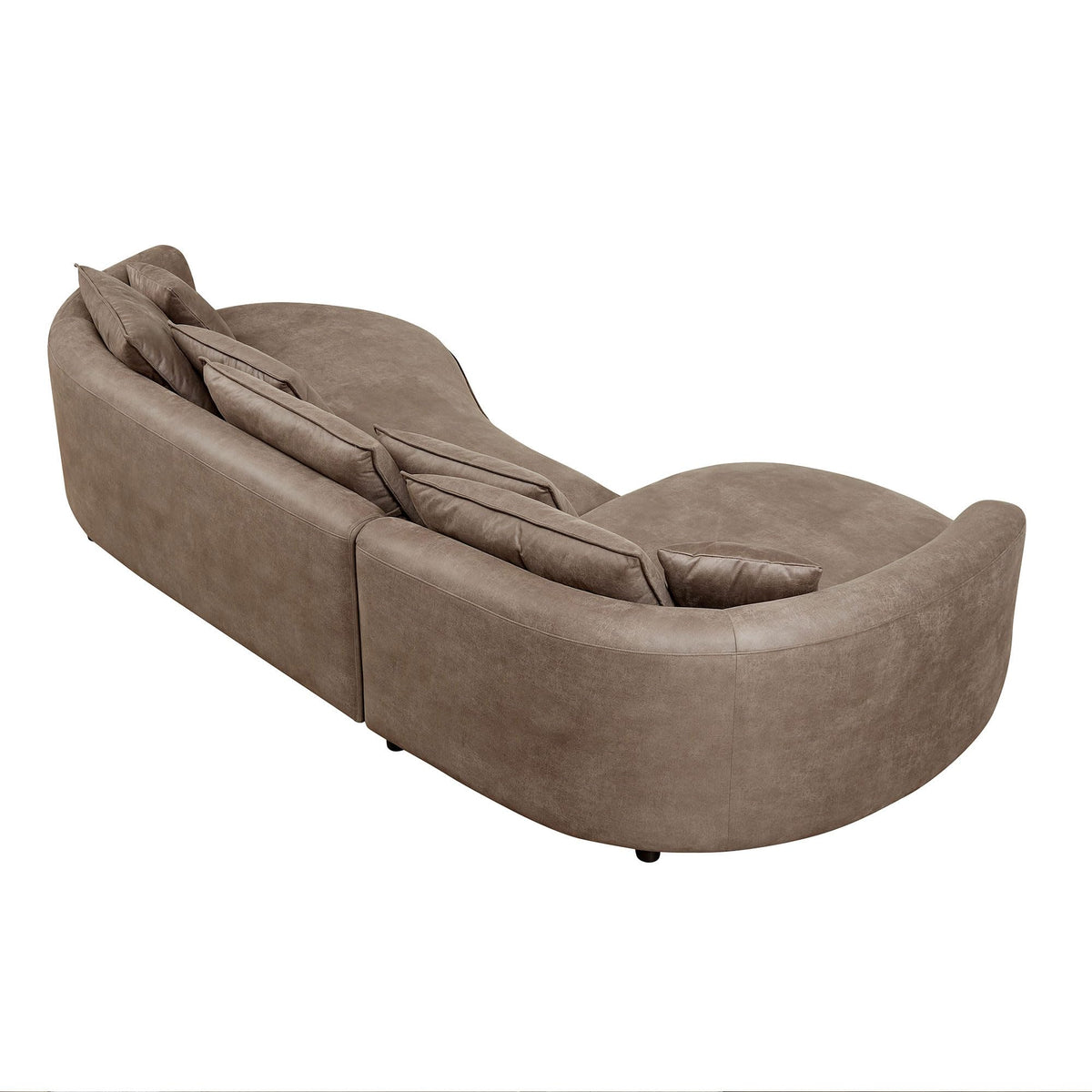 128.74 Inch Curved Sectional Sofa Couch, Modern 5-Seat Leathaire Upholstered Sofa Set in Brown for Living Room, Apartment, and Office