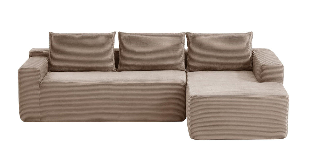 105" Cloud Sectional Couch with L Shape Chaise,Modular Sofa with Deep Seat, Upholstered Couches for Living Room Bedroom,No Assembly Required, (Corduroy Fabric),Camel BZ617