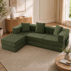 108" Modular Sectional Sofa Bed, L-Shaped Boneless Couch, Yellow