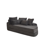 78.5 Inch Corduroy Circular 2 in 1 Sofa Bed, Designer Recliner with Neck Pillow and Five Throw Pillows in Living Room IW271