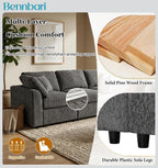 101.6 Inch Modern 3-Seater Sofa, Soft Chenille Fabric Couch with Solid Wood Frame, Layered Cushions, Deep Seat, Accent Pillow (Grey)