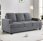 Velvet Sofa, Comfortable 3 Seater Couch with Deep Seating and High Density Foam, Loose Back Cushions, Wide Arms, Livingfor Home, Apartment, Office, Grey EY632