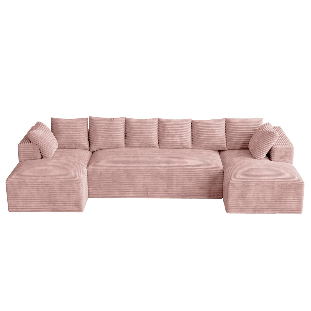 131" Oversized Cloud‑Style Boneless Sofa, Pink