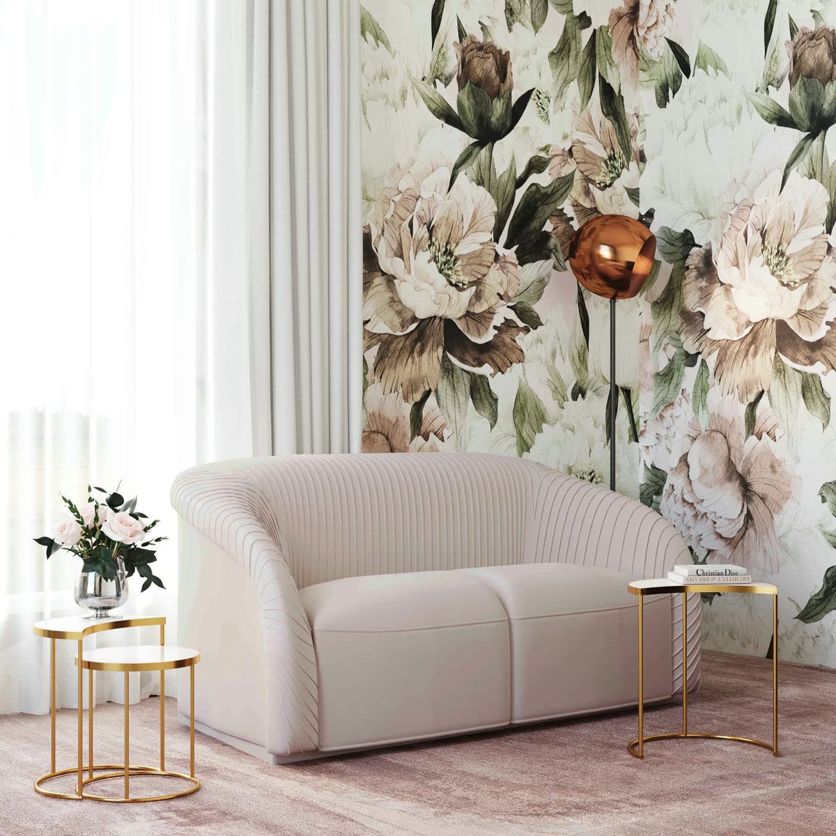 TOV Furniture Yara 70" Pleated Beige Performance Velvet Loveseat