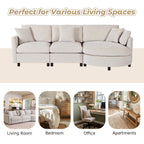 107" 3-Piece Chenille Sectional Sofa with Curved Chaise, Solid Pine Wood Frame & Compressed Foam Cushions, Modern L-Shaped Couch for Living Room/Office, Includes 3 Throw Pillows, Easy Assembly
