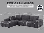 118-Inch Luxury Curved Sofa Modern Sectional Couch for Living Room Oversized L-Shaped Comfort Chenille Cloud Couch with Deep Seating for Family Gatherings,Daily Usage (Gray,Left Facing)