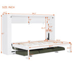 Wood Murphy Bed with Sofa, 4 Storage Shelves and USB Charging Station