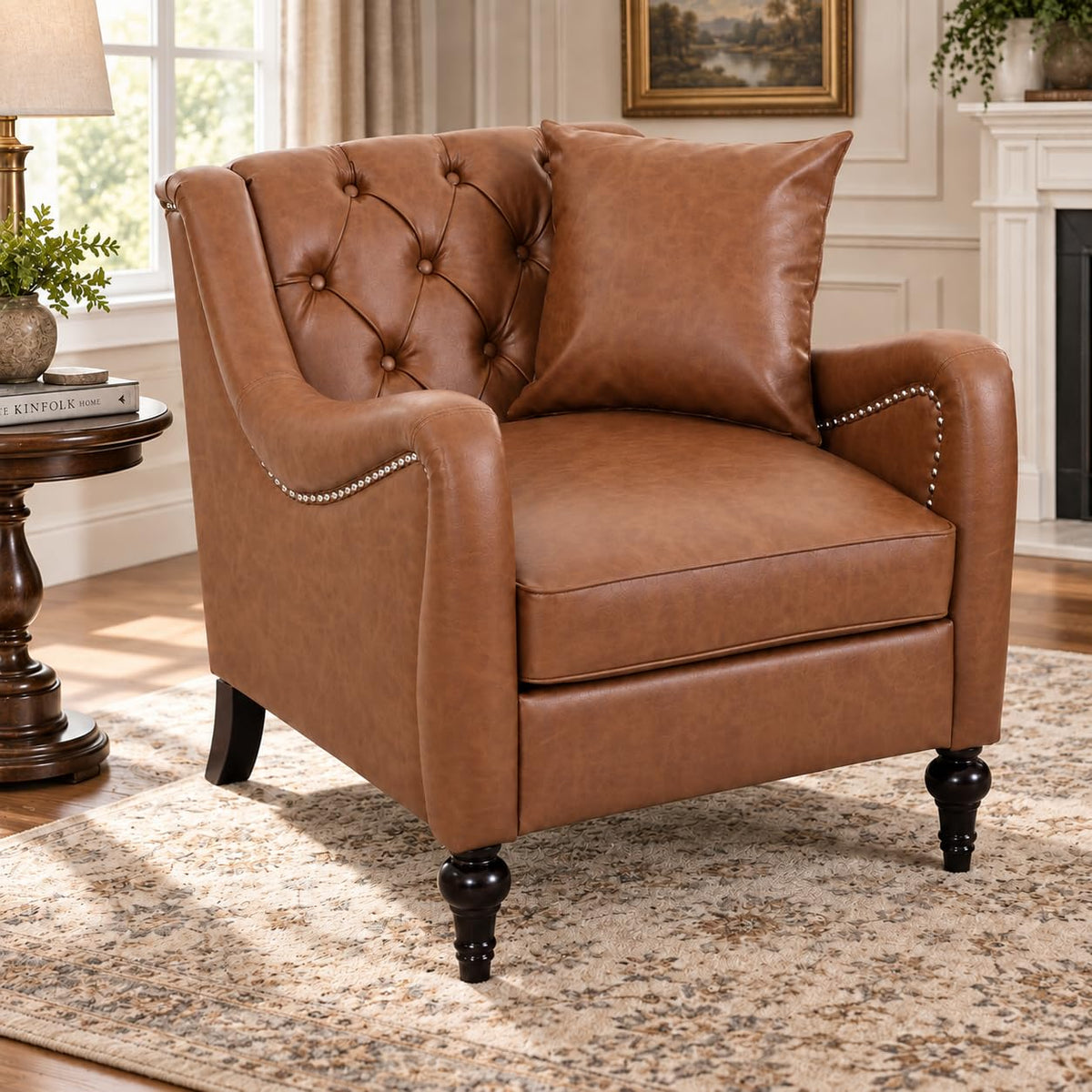 103" PU Leather Chesterfield L Shaped Sectional Sofa Couch, Dark Brown