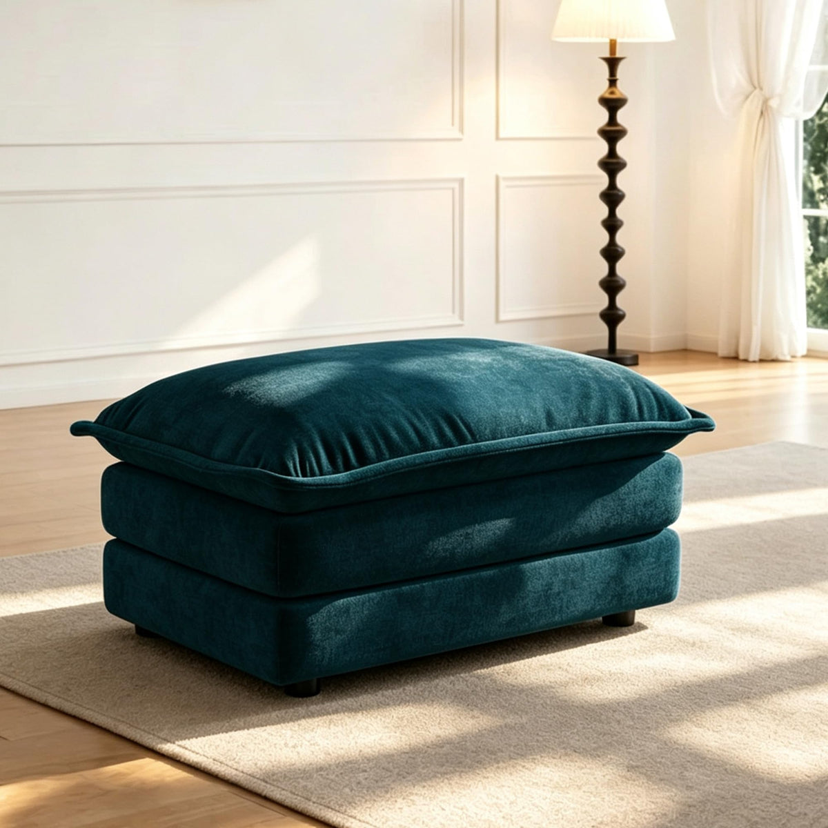 103.8" L-Shaped Sectional Sofa, Modular Chenille Cloud Couch, Deep Seat 4-Seat Sofa for Living Room with Ottoman & Pillow, Easy Assembly, Blue