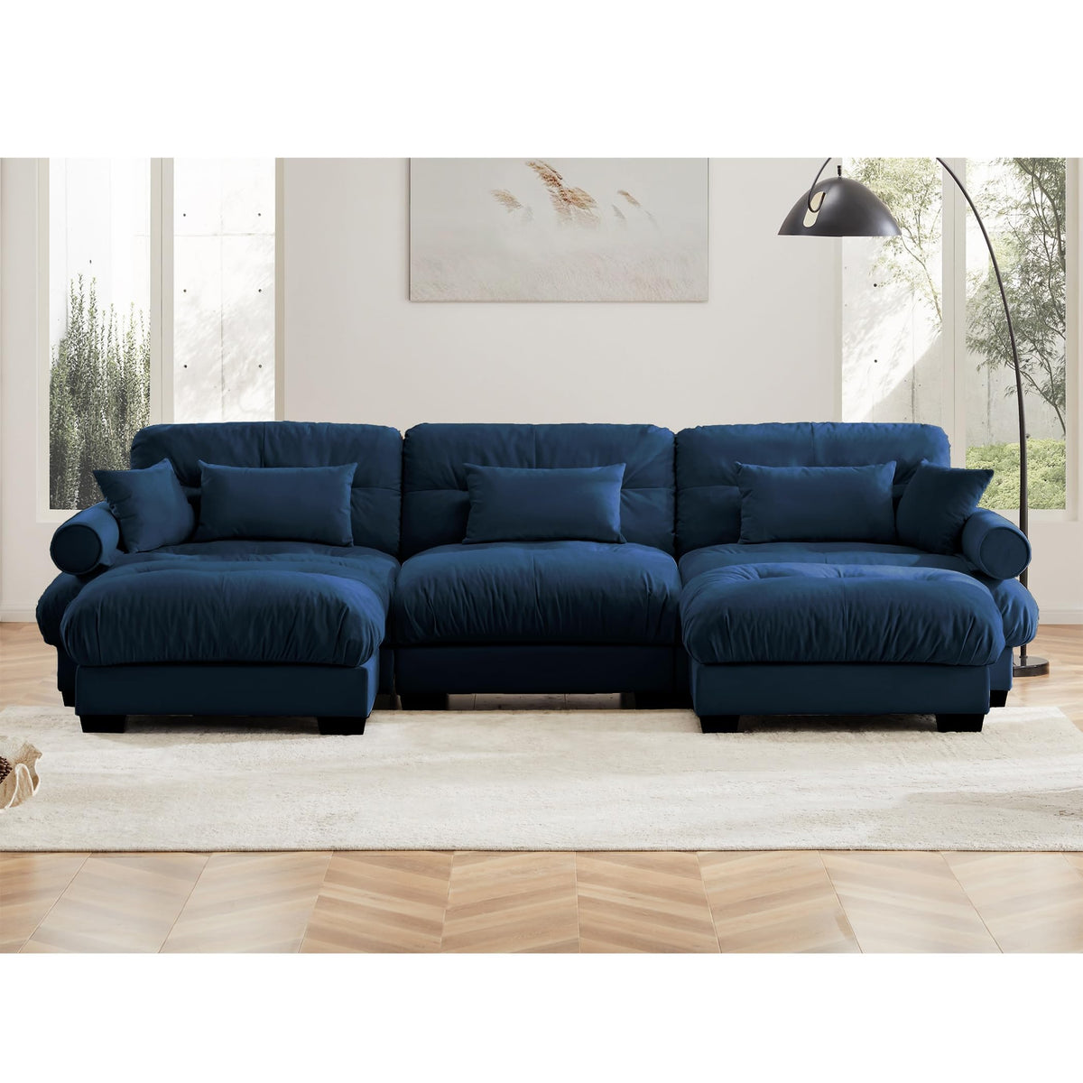 U Shaped Cloud Couches for Living Room Modular Sectional Sofa with Ottomans