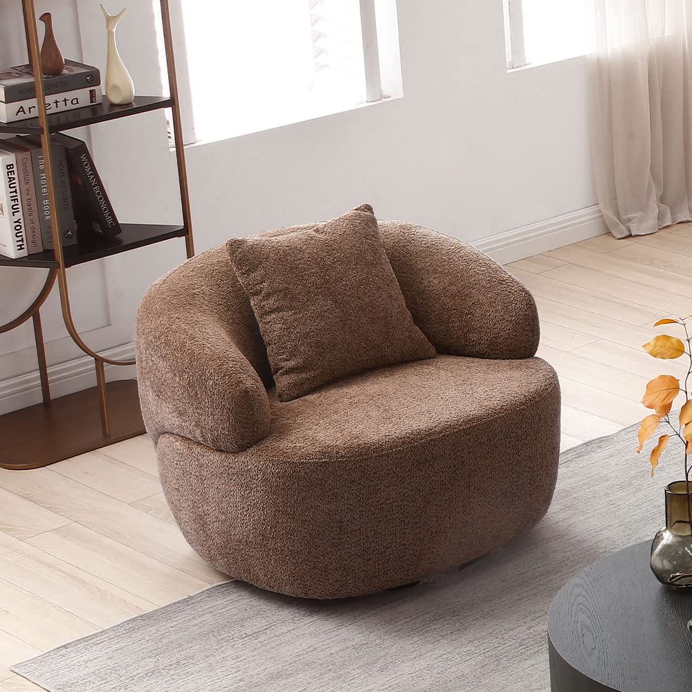 102'' 5-Seater Boucle Sofa Modern Sectional Half Moon Leisure Couch Curved Sofa Teddy Fleece Fabric (White)
