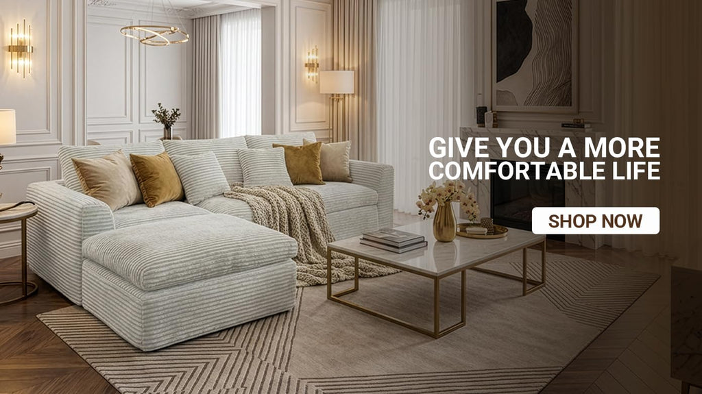 108 inch high Resilience Boneless Sponge Sofa with 30 Density, Double Layer Cloud Like Cushions, Multiple Combination Options, no Installation Required,