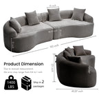 110" Oversized Cloud Sectional Sofa Modern Curved Boneless Couches for Living Room, 4-Seater Extra Deep Seat Foam Floor Compressed Couch w/Tight Backrest and 4 Pillows,Chenille Sofa & Couches