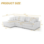 118.3" L-Shaped Modular Sectional Sofa with Chaise, Comfy Corduroy Fluffy Couch with Deep Seat, Flexible Module Combination for Living Room, Cotton Flannel Light Brown