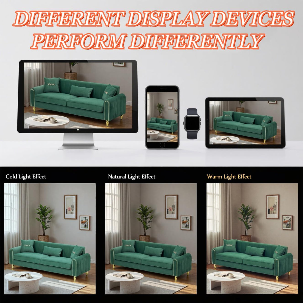 (Sofa) 87.4 Inches Upholstered Sofa Couch, 3 Seater Sofa with Plush Cushions Pillows, Comfortable Pocket Spring Support, Room Furniture