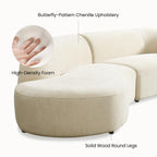 118" Left-Facing Chenille Sectional Sofa with Chaise, Modern Curved Cloud Couch, Deep Seat Upholstered Sofa with Solid Wood Frame, Organic Rounded Design for Living Room, Beige