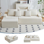 115.7" L Shaped Modular Sectional Sofa with Ottoman, Cloud Boneless Couch, Upholstered Sofa in a Box, Flexible Module Combination for Living Room, No Assembly, Grey