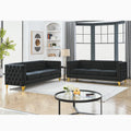 Velvet Sofa for Living Room Black Classic Chesterfield Room, Bedroom, Office Elegant