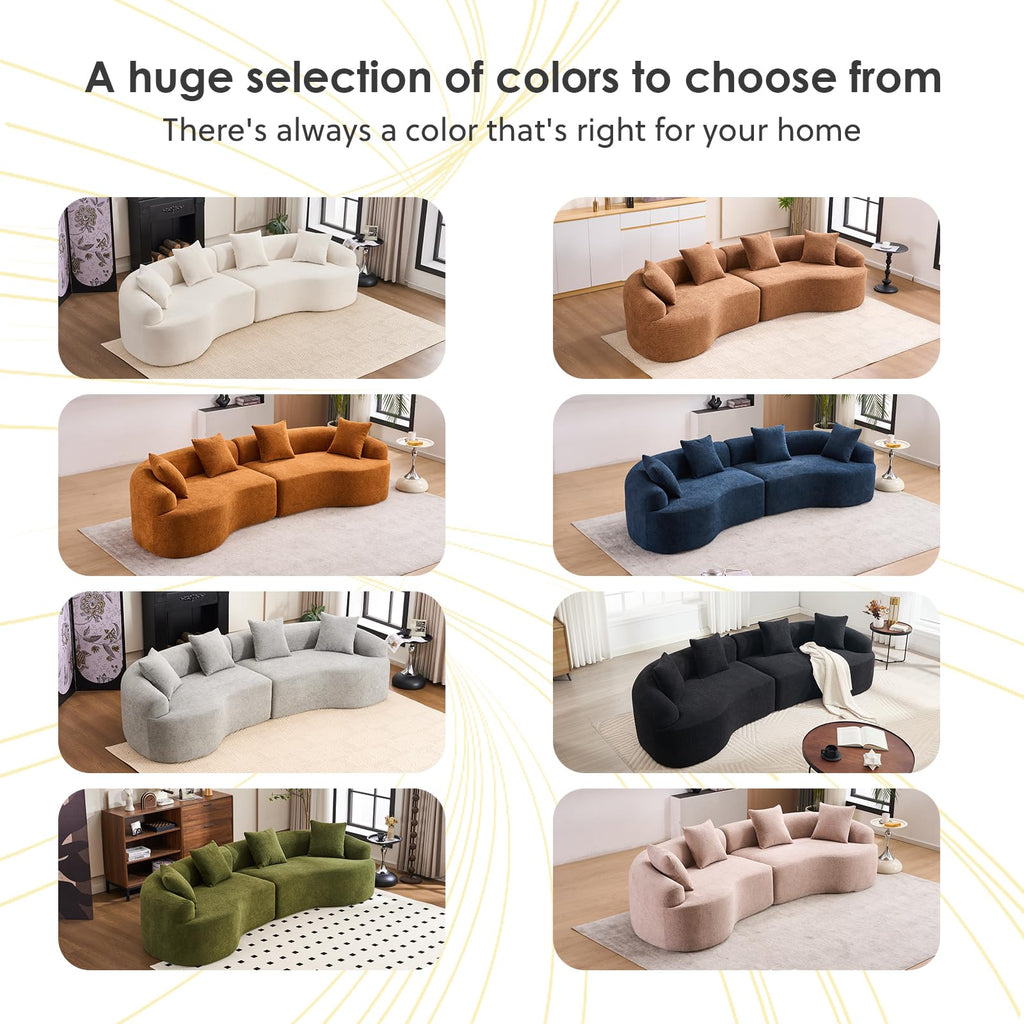 110" Chenille Modular Sleeper Sofa 30D with Pillows，Beige