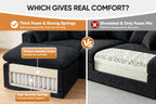 127" Cloud Sofa, U-Shape 3-Seater Modular Couch with 2 Ottomans, Black