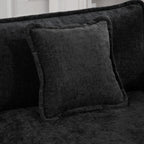 Wider Armrest 3 Seats Modern Sectional Couch Black Chenille Cloud Living Room Bedroom Apartment Cozy